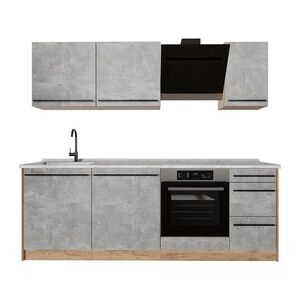 Vicco KUCHYNKA R-Line, betón/Dub Goldkraft, 220 cm Marmori työtaso vyobraziť