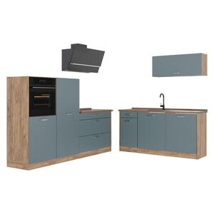 Vicco KUCHYNKA R-Line, Modrošedá/Dub Goldkraft, 220 cm Goldkraft tammi työtaso vyobraziť