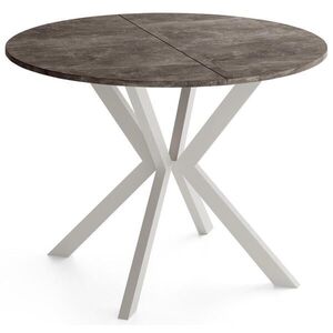 WFL GROUP OKRUHLY Rozkladaci Jedalensky Stol - Loft Styl s Kovovymi Nohami - 100 az 180 cm - Industrialny Stol - 100 cm - Sivy Beton vyobraziť