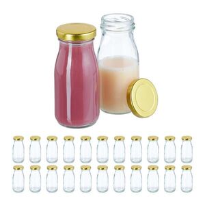 Relaxdays FĽAŠTIČKY Transparentné Zlaté 24-Set 150 ml sklo so skrutkovacím uzáverom vyobraziť
