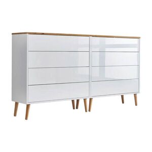 MID.YOU ŠIROKÁ KOMODA, biela, dub artisan, biela s vysokým leskom, 158/86/33 cm vyobraziť