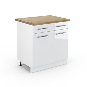 Vicco KUCHYNSKÁ SPODNÁ SKRINKA Fame-Line Biely vysoký lesk 80 cm , AP Oak vyobraziť