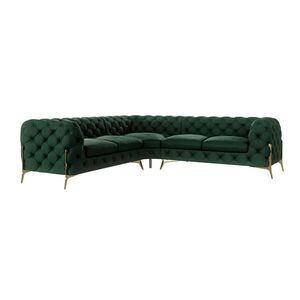 S-Style CHESTERFIELD ROHOVÁ SEDAČKA Lexi vo farbe fľaškovo zelená so zlatými nohami vyobraziť