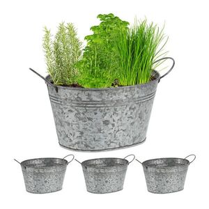 Relaxdays KVIETINÁČ Strieborný 4-dielny-set pozinkované železo 15, 5 cm vyobraziť