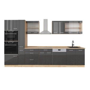 Vicco KUCHYNSKÝ KÚT R-Line Antracit vysoký lesk/dub Goldkraft 350 cm s vysokou skrinkou, bez pracovnej dosky vyobraziť