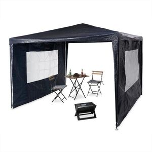 Relaxdays PAVILÓN Modrý 3x3 m s 2 bočnými stenami vyobraziť