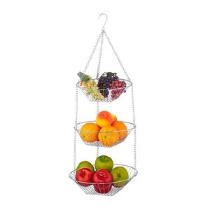 Relaxdays KOŠÍK Strieborný závesný 3 poschodia chrómovaná oceľ 73x28 cm vyobraziť