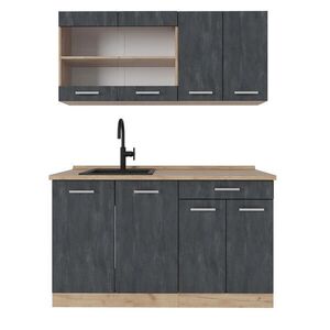 Vicco JEDNOLÔŽKOVÁ KUCHYŇA R-Line Čierny betón/dub Goldkraft 140 cm AP dub vyobraziť