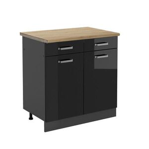 Vicco KUCHYNSKÁ SPODNÁ SKRINKA R-Line Čierny vysoký lesk 80 cm , AP Oak vyobraziť