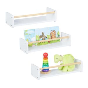 Relaxdays POLICA biela prírodná nástenná set-3 ks 12x50x18 cm vyobraziť