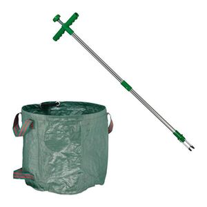Relaxdays VYTRHÁVAČ Zelená Strieborná 2-dielny set so zberným vakom 99 cm vyobraziť