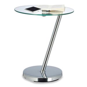Relaxdays STOLÍK Strieborný sklo kov okrúhly 52 cm vyobraziť