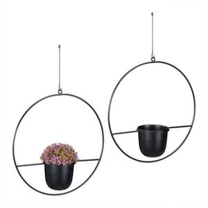 Relaxdays KVIETINÁČ Čierny 2-ks závesný s háčikmi 66 cm vyobraziť
