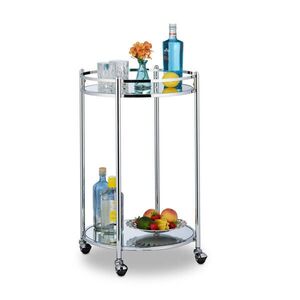 Relaxdays SERVÍROVACÍ VOZÍK strieborný 2 úrovne s kolieskami vyobraziť
