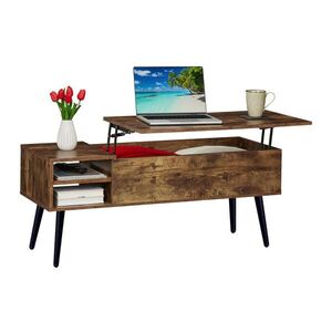 Relaxdays STOLÍK hnedý čierny s úložným priestorom zdvíhacia doska 100x40 cm vyobraziť