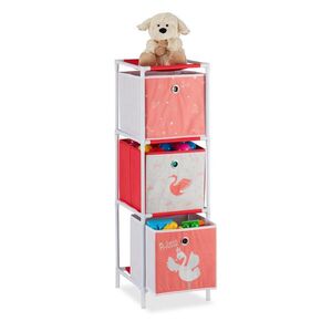 Relaxdays REGÁL Biela Červená 3-boxy látkové 89 cm vyobraziť