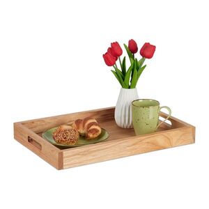 Relaxdays SERVÍROVACÍ PODNOS Prírodná farba orechové drevo s úchytmi 46 cm vyobraziť