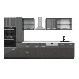 Vicco KUCHYŇA R-Line Antracitový vysoký lesk/antracit 350 cm , AP Marble vyobraziť