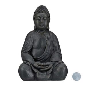 Relaxdays SOCHA Tmavosivá Buddha polyresin 50 cm vyobraziť