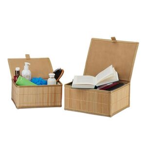 Relaxdays ÚLOŽNÁ KRABICA Prírodná 2-dielny-set bambus s vekom 13x25x18 cm vyobraziť