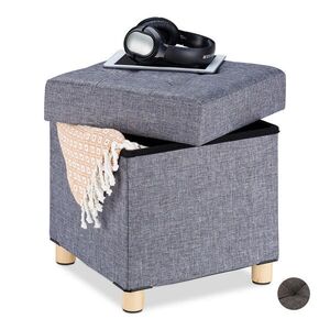 Relaxdays TABURET Tmavosivý úložný priestor 40 cm vyobraziť