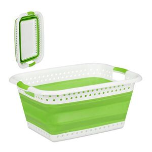 Relaxdays KÔŠ NA PRÁDLO Svetlozelený skladací plast 37 l vyobraziť