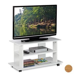 Relaxdays TV-SKRINKA Biela na kolieskach vyobraziť