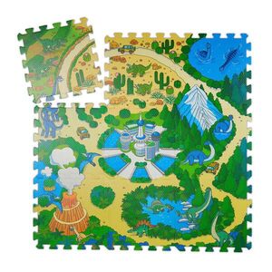 Relaxdays PODLOŽKA Farebná puzzle dinosaury EVA pena 9-dielna 90x90 cm vyobraziť