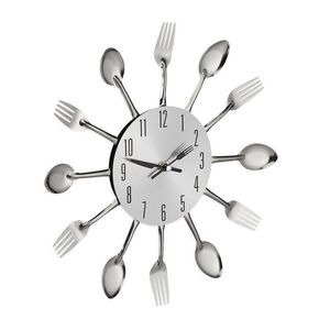 Relaxdays HODINY Strieborné nástenné príborový motív 31 cm vyobraziť