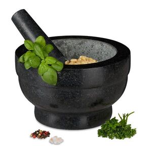 Relaxdays MAŽIAR Čierna Sivá žula 2-dielny 20 cm vyobraziť