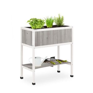 Relaxdays VYVÝŠENÝ ZÁHON Sivobiely drevo s policou 80, 5 cm vyobraziť