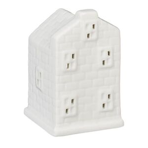 Relaxdays SVIETNIK Biely porcelán domček na čajovú sviečku vyobraziť