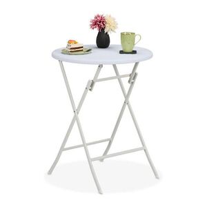 Relaxdays ZÁHRADNÝ STÔL Biely skladací okrúhly ratanový 60 cm vyobraziť