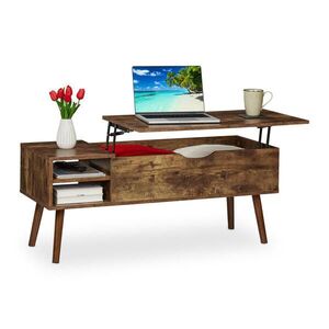 Relaxdays KONFERENČNÝSTOLÍK Hnedý Čierny výškovo nastaviteľný úložný priestor 108x40 cm vyobraziť