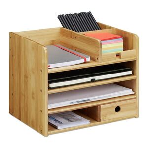 Relaxdays ORGANIZÉR Prírodný bambus A4 so zásuvkou 26x33x24 cm vyobraziť