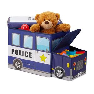 Relaxdays TABURET Viacfarebný detský skladací s úložným priestorom motív Polícia 56 cm vyobraziť