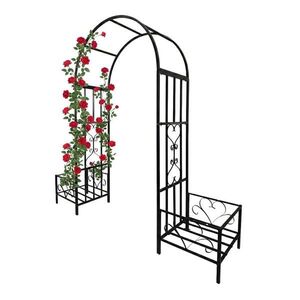 Relaxdays OBLÚK záhradný čierny kovový s kvetináčmi 206 cm vyobraziť
