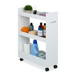 Relaxdays VOZÍK biely na kolieskach 3-priehradky MDF vyobraziť