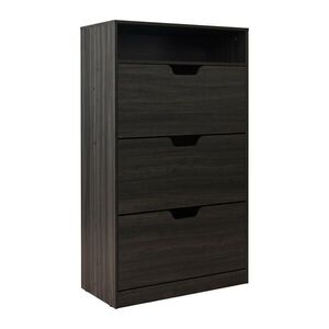 Relaxdays BOTNÍK Sivý drevodekor 3-klapkový otvorená polica 80 cm vyobraziť