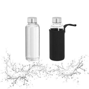 Relaxdays FĽAŠA Priehľadná Čierna 2er-Set Borosilikátové sklo 360 ml vyobraziť