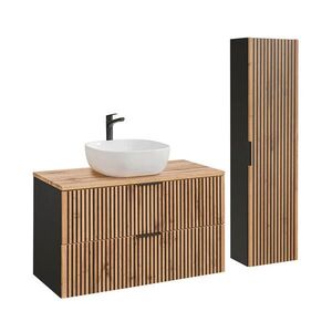 Petits-meubles KÚPEĽŇOVÝ NÁBYTOK 100.6cm Gaia 2-dielna súprava Dubové drevo a čierna farba vyobraziť