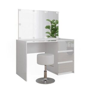 Vicco TOALETNÝ STOLÍK Marla, Biely vysoký lesk, 120 cm so zrkadlom, LED svetelnou reťazou a taburetkou vyobraziť