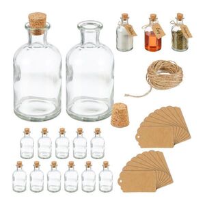 Relaxdays FĽAŠTIČKY Transparentné Prírodné 16-dielna-sada s korkovým uzáverom 11, 5x6 cm vyobraziť