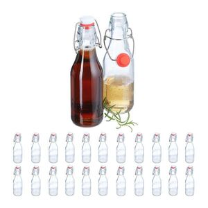 Relaxdays FĽAŠE Transparentné 24-ks-sada sklo pákový uzáver 250 ml vyobraziť