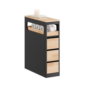 SoBuy MOBILNÁ kúpeľňová skrinka so 4 zásuvkami Čierna 65x23x82cm Moderná vyobraziť