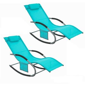SoBuy SET 2 sedí a dondolo do záhrady, 2 kusy Tyrkysová 150x63x87cm Moderný vyobraziť
