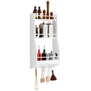 SoBuy POLICA na stenu s 2 policami Biela 38x17x75cm Minimalistický vyobraziť