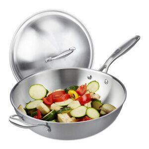 Relaxdays WOK Strieborný z nehrdzavejúcej ocele bez povlaku s pokrievkou 30, 5 cm vyobraziť