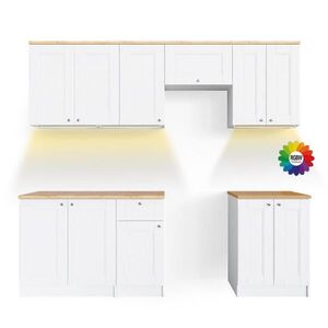 Vicco KUCHYNSKÝ KÚT Bergamo biely 240 cm s pracovnou doskou s LED pásikom vyobraziť