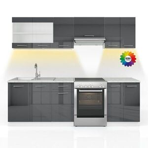 Vicco KUCHYNSKÁ LINKA R-Line, Antracit vysoký lesk/biely, 240 cm s pracovnou doskou s LED pásikom vyobraziť